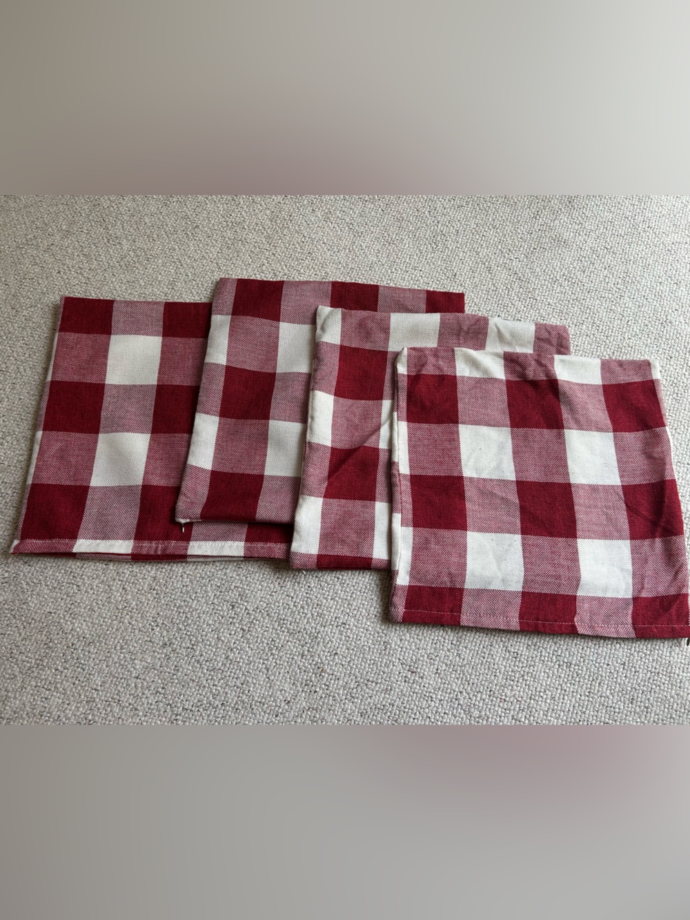 Farmhouse Style Red and White Buffalo Check Pillow Covers Set of 4 - 18”x18”